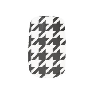 chic geometric black and white houndstooth pattern minx nail art