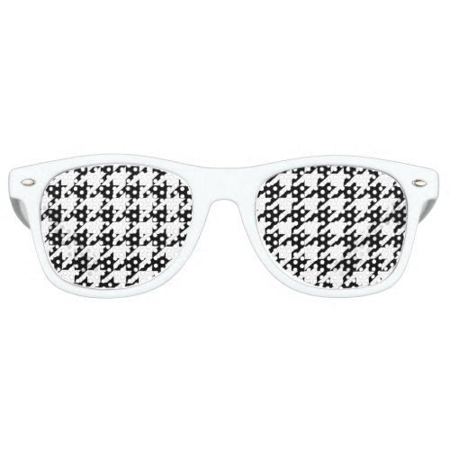 chic geometric black and white houndstooth pattern retro sunglasses