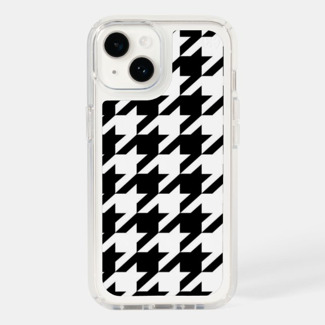 chic geometric black and white houndstooth pattern speck iPhone case (Front)