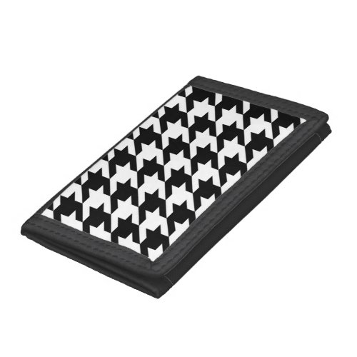 chic geometric black and white houndstooth pattern trifold wallet