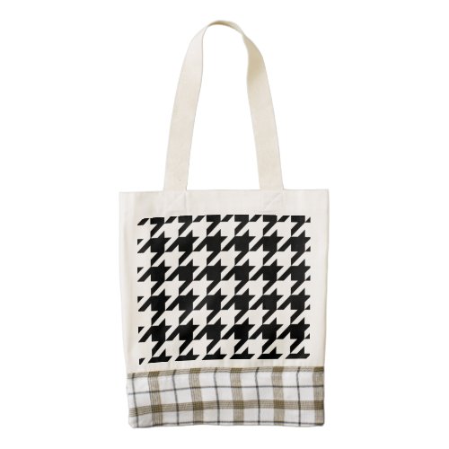 chic geometric black and white houndstooth pattern zazzle HEART tote bag