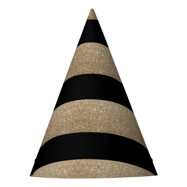 chic geometric black gold birthday party hat (Front)