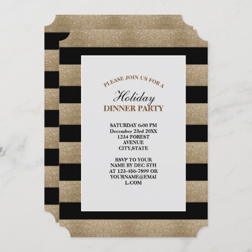 chic geometric black gold birthday party invitation