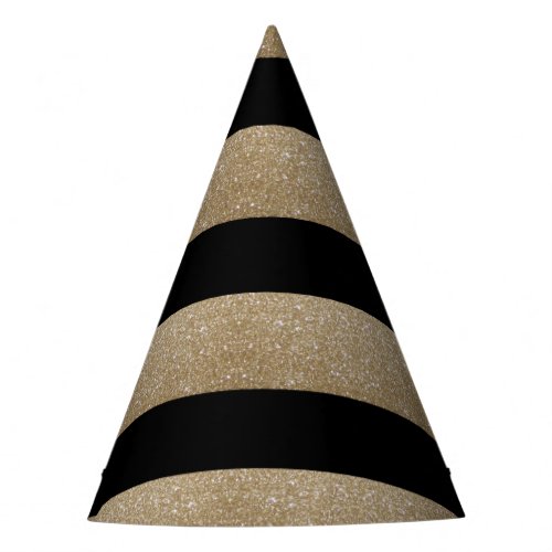 chic geometric black gold birthday party party hat