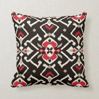 Chic geometric black red ikat tribal pattern