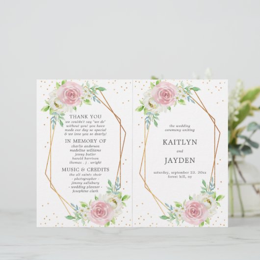 Chic Geometric Gold Foil Floral Wedding (Standing Front)