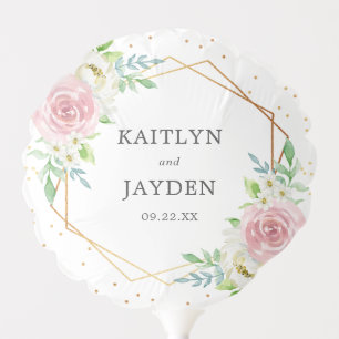 Chic Geometric Gold Foil Floral Wedding Balloon