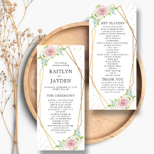 Chic Geometric Gold Foil Floral Wedding Program