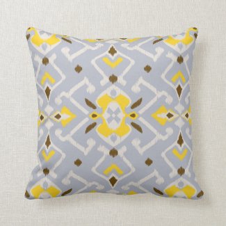 Chic geometric grey yellow ikat tribal pattern