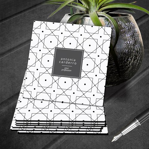 Chic Geometric Pattern Squared BlackWhite ID799 Square Business Card