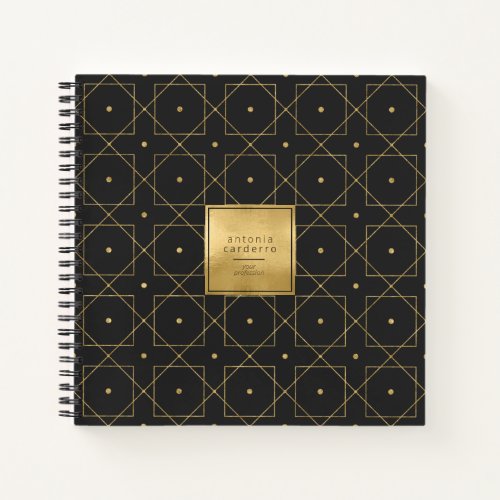 Chic Geometric Pattern Squared GoldBlack ID799 Notebook