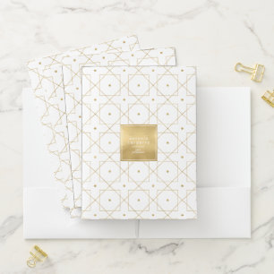 Chic Geometric Pattern Squared Gold/White ID799 Pocket Folder