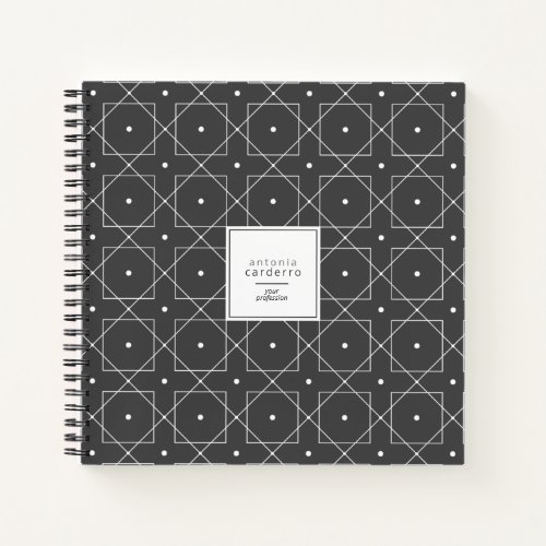Chic Geometric Pattern Squared WhiteBlack ID799 Notebook