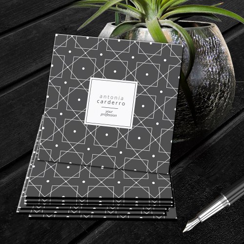 Chic Geometric Pattern Squared WhiteBlack ID799 Square Business Card