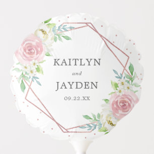 Chic Geometric Rose Gold Foil Floral Wedding Balloon