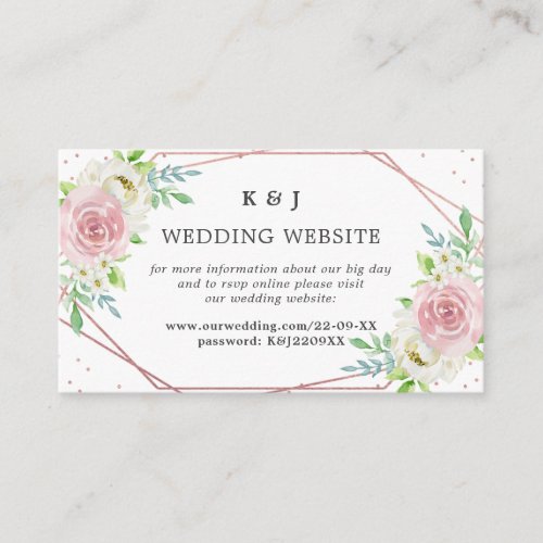 Chic Geometric Rose Gold Foil Floral Wedding Enclosure Card