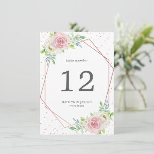 Chic Geometric Rose Gold Foil Floral Wedding Invitation
