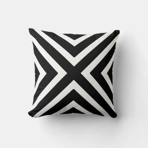 Chic Geometric Stripes in Black and White Throw Pillow