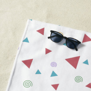 Chic Geometric Triangle and Swirls Beach Towel