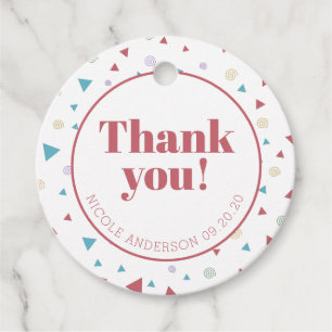 Chic Geometric Triangle and Swirls Thank You Favor Tags