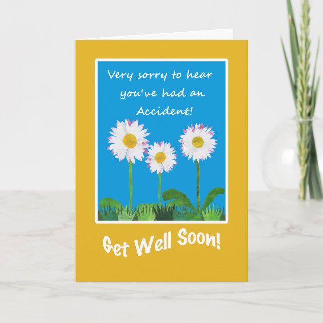 Chic Get Well Card from Accident, Daisies (Front)