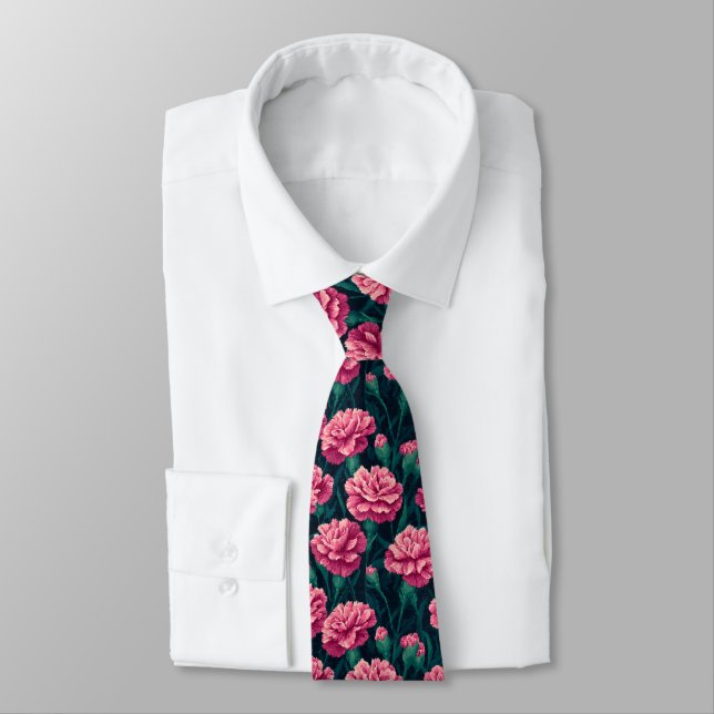 Chic Gifts For Father Carnation Floral Neck Tie (Tied)