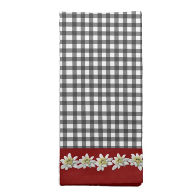 Chic Gingham and Edelweiss Cotton Napkin (Folded)