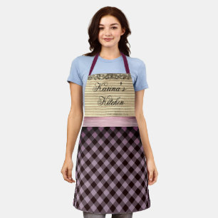 Chic Gingham Colorblock Personalized Apron