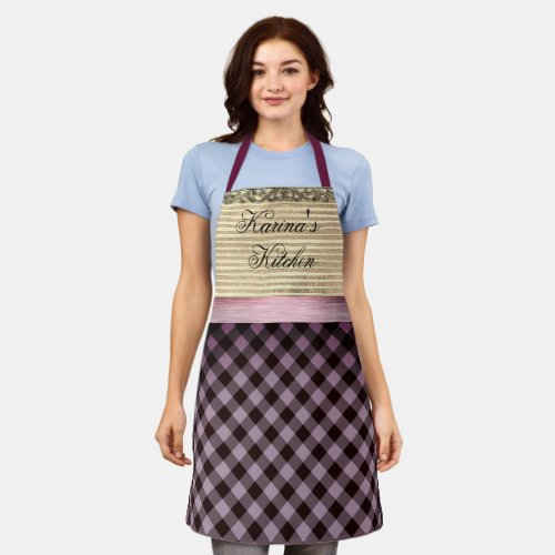 Chic Gingham Colorblock Personalized Apron