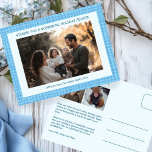 Chic Gingham Hanukkah Christmas Custom 3 Photo  Holiday Postcard<br><div class="desc">Perfect cute postcard for a fun holiday greeting! Hand made art for you! FULLY CUSTOMIZABLE! Click on “Personalize” above to edit the text on the front and back and add your own photos to the front and back. Click "edit using design tool" to adjust the fonts, colors and placements. (check...</div>
