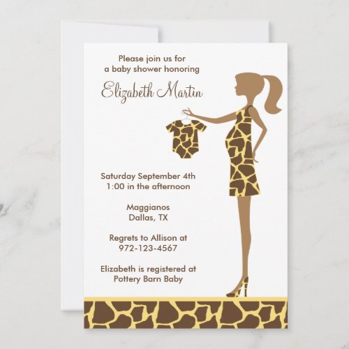 Chic Giraffe Print Baby Shower Invitation