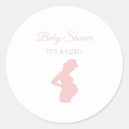 Chic Girl Baby Shower Pregnant Woman Baby Bump Classic Round Sticker