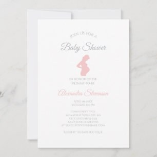 Chic Girl Baby Shower Pregnant Woman Baby Bump Invitation