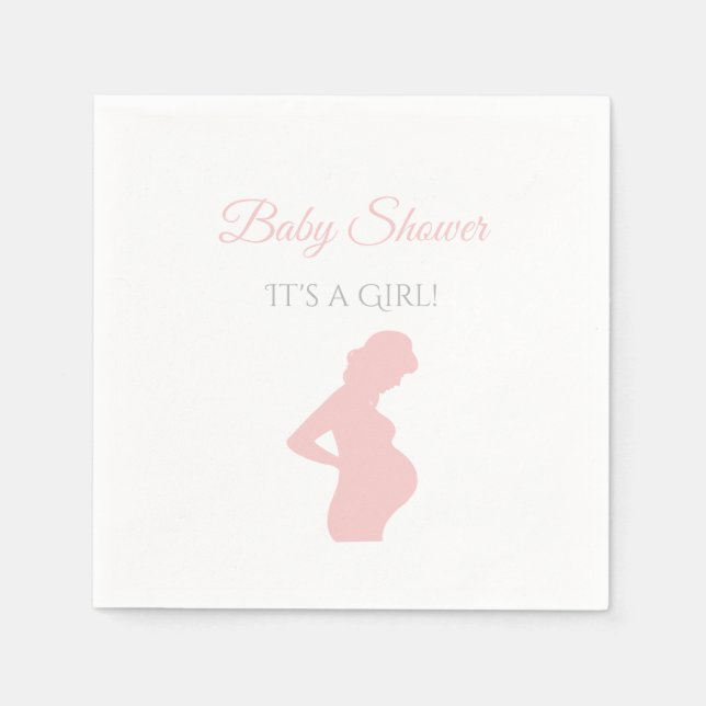 Chic Girl Baby Shower Pregnant Woman Baby Bump Napkins (Front)