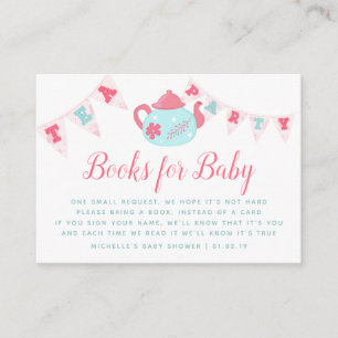 Chic Girl Baby Shower Tea Party Book Request Enclosure Card