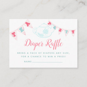 Chic Girl Baby Shower Tea Party Diaper Raffle Enclosure Card