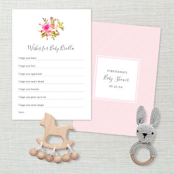 Chic Girl Baby Shower Wishes For Baby Invitation by lemontreecards at Zazzle