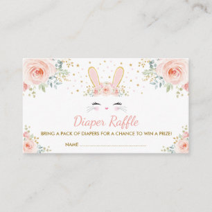Chic Girl Bunny Rabbit Blush Floral Diaper Raffle Enclosure Card