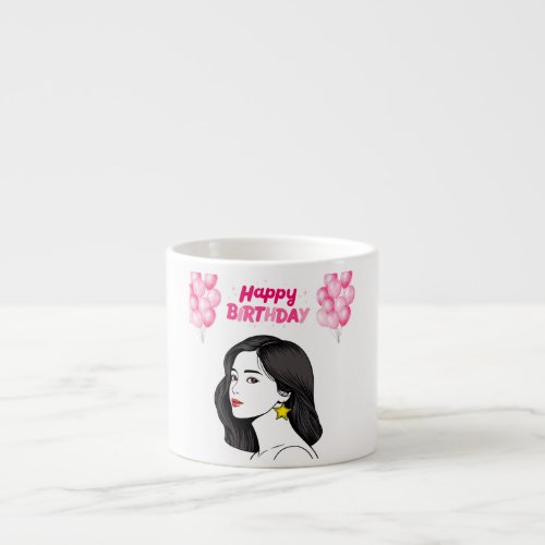 Chic Girl Happy Birthday Pink Balloons Elegant Co Espresso Cup
