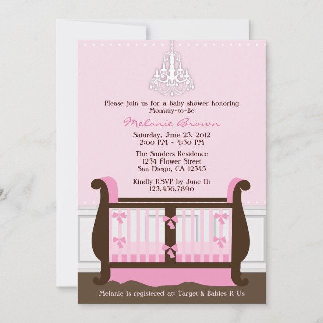 Chic Girl Pink Nursery Decor Baby Shower Invite (Front)