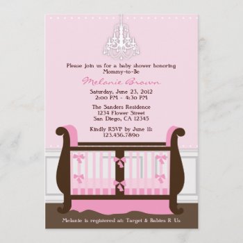 Chic Girl Pink Nursery Decor Baby Shower Invite by InvitationBlvd at Zazzle