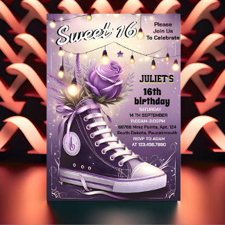 chic girl sweet 16 sneaker ball 16th Birthday Invitation