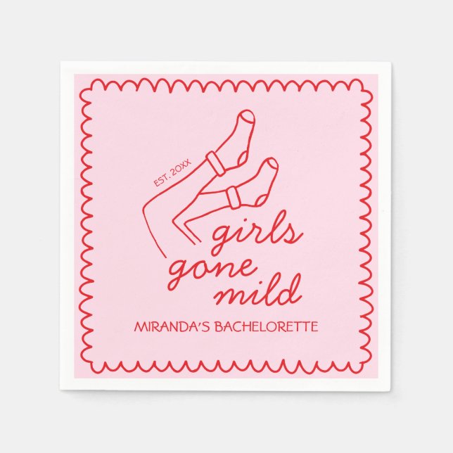 Chic Girls Gone Mild Handwritten Bachelorette Napkins (Front)