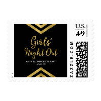 Chic Girls' Night Out Faux Gold Chevron Geometric Postage