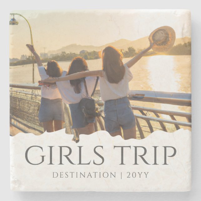Chic Girls Trip | Girls weekend Photo Stone Coaster (Front)