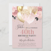 Chic Girly 40th Surprise Birthday Party Invitation (Front)