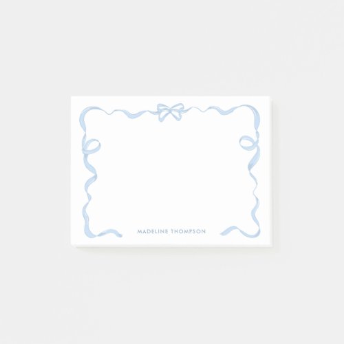 Chic Girly Baby Blue Bow Ribbon Frame Post_it Notes