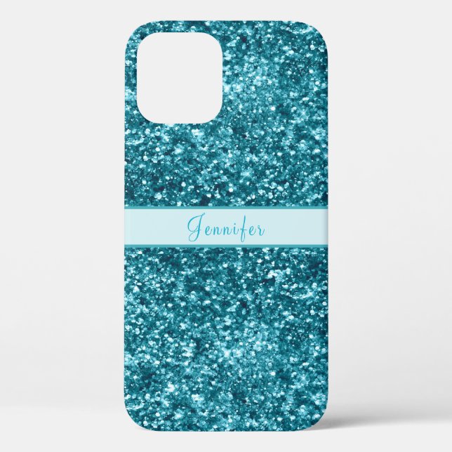  Chic Girly Blue Glitter  Name Design Case-Mate iPhone Case (Back)