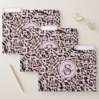 Chic Girly Blush Pink Black Gold Leopard Print