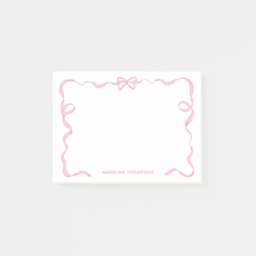 Chic Girly Blush Pink Bow Ribbon Frame Post_it Notes